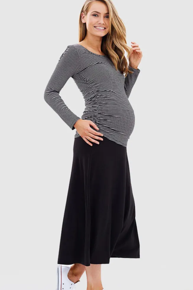 Lana Long Maternity Skirt - Black