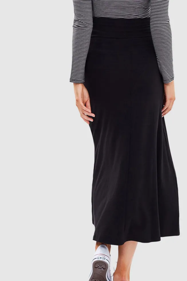 Lana Long Maternity Skirt - Black