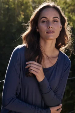 Liv Long Sleeve Slouch Top - Storm