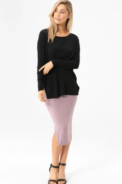 Liv Long Sleeve Slouch Top - Black