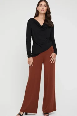 Long Sleeve Cowl Neck Top - Black
