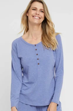 Long Sleeve Henley Top - Lavender