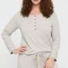 Long Sleeve Henley Top - Oatmeal