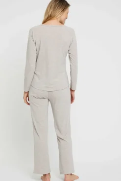 Long Sleeve Henley Top - Oatmeal