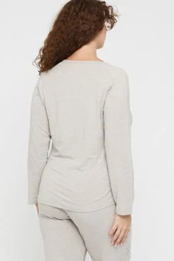 Long Sleeve Henley Top - Oatmeal
