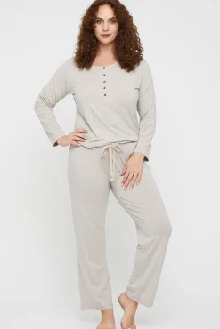 Long Sleeve Henley Top - Oatmeal