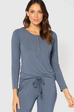 Long Sleeve Henley Top - Twilight