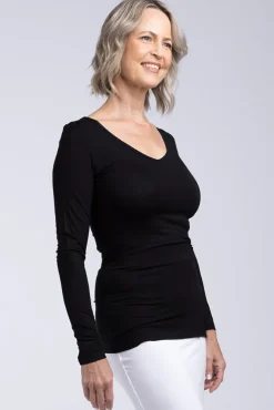 Long Sleeve V Neck - Black