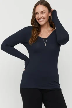 Long Sleeve V Neck - Dark Navy