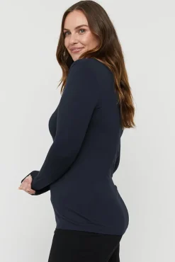 Long Sleeve V Neck - Dark Navy
