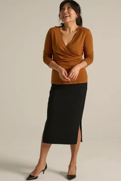 L/S Cross Front Top - Ginger