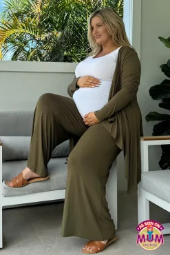 Luxe Wide Leg Maternity Pants - Dark Olive