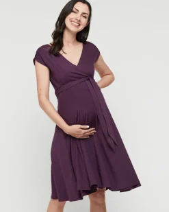 Maternity Wrap Dress - Plum