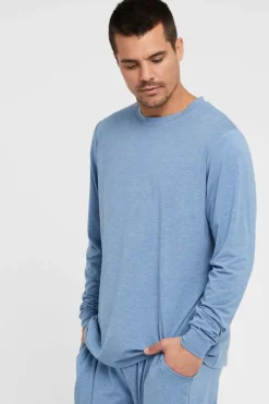 Men's Long Sleeve Crew Neck - Lake Blue