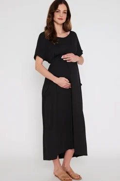 Mila Maxi Maternity Dress - Black