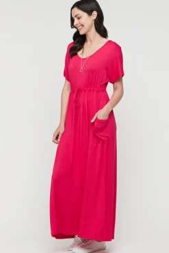 Mila Maxi Maternity Dress - Magenta