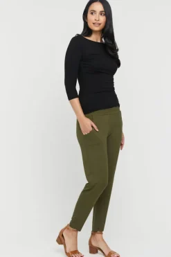Peggy Bamboo Maternity Trouser - Dark Olive