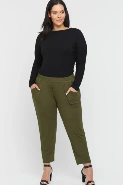 Peggy Bamboo Trouser - Dark Olive