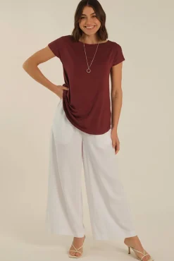 Pia Bamboo Tee - Burgundy