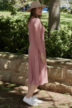 Ribbed Olivia Dress - Warm Pink