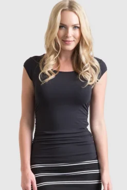 Ruched Bamboo Tee - Black