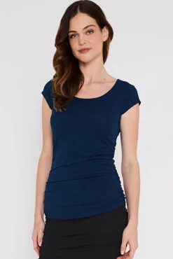 Ruched Bamboo Tee - Navy