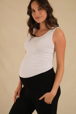 Ruched Maternity Singlet - White