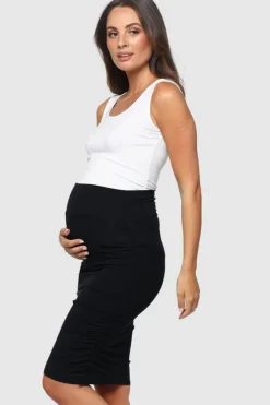 Ruched Maternity Skirt - Black