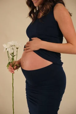 Ruched Maternity Skirt - Navy