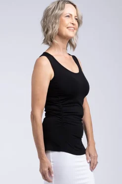 Ruched Singlet - Black