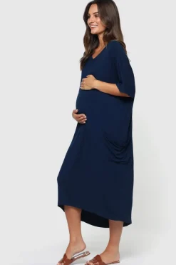 Samara Maternity Dress - Navy
