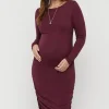 Selena Maternity Dress - Burgundy