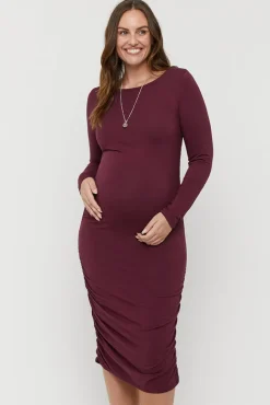 Selena Maternity Dress - Burgundy