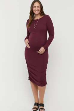 Selena Maternity Dress - Burgundy