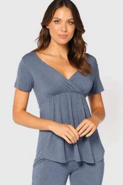 Short Sleeve Cross Front PJ Top - Twilight