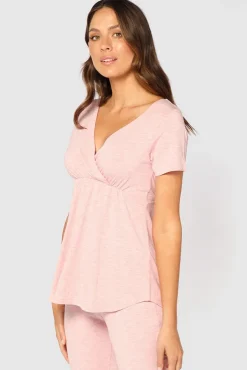 Short Sleeve Cross Front PJ Top - Rose