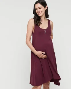 Swing Maternity Dress - Burgundy