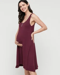 Swing Maternity Dress - Burgundy