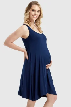 Swing Maternity Dress - Navy