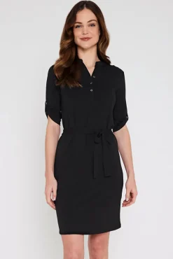 Tab Sleeve Dress- Black