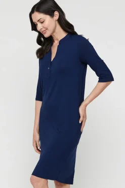 Tab Sleeve Dress- Navy