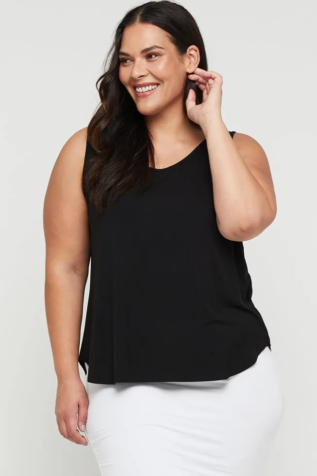 V Neck Singlet - Black