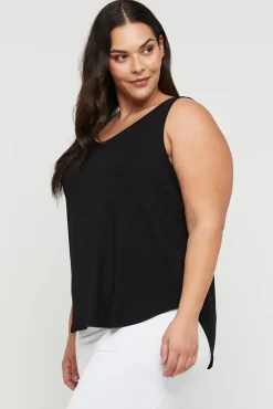 V Neck Singlet - Black