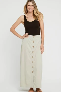 Woven Button Skirt - Bone