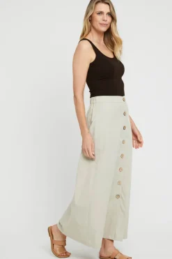 Woven Button Skirt - Bone