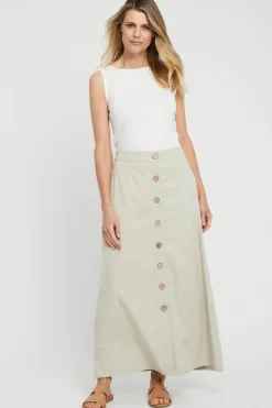 Woven Button Skirt - Organic Pinstripe