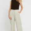Woven Wide Leg Pant - Bone