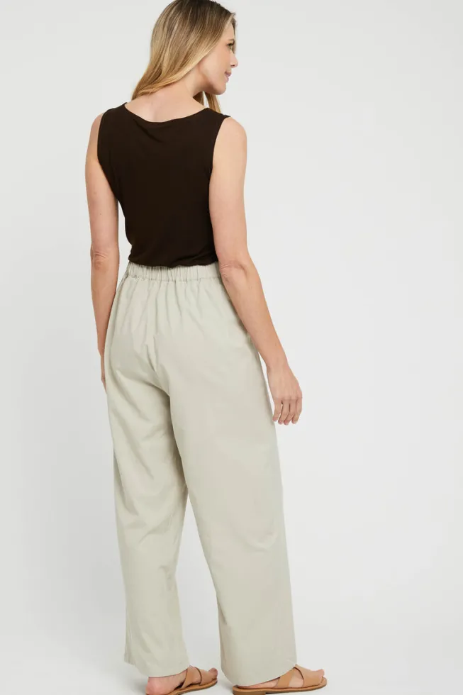 Woven Wide Leg Pant - Bone