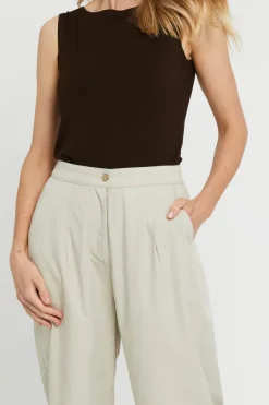 Woven Wide Leg Pant - Bone