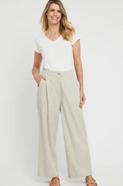 Woven Wide Leg Pant - Organic Pinstripe